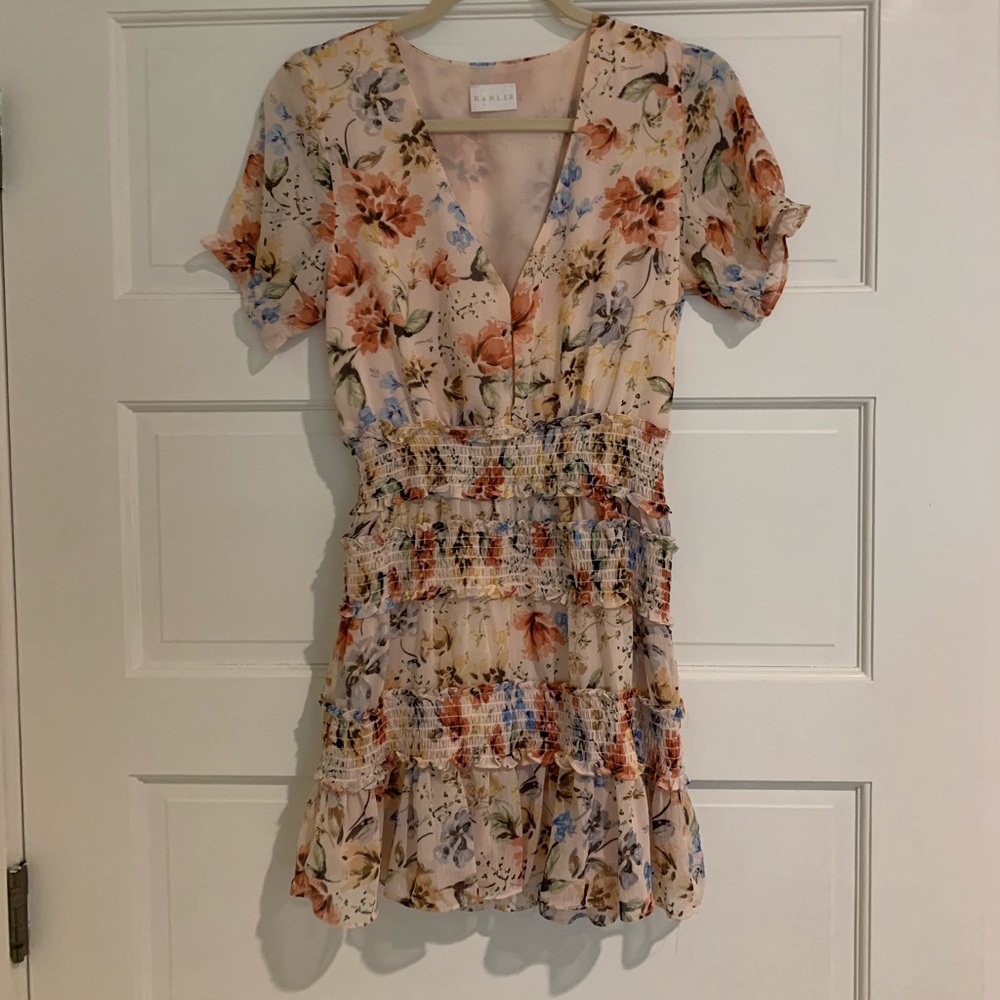 KARLIE floral smock dress